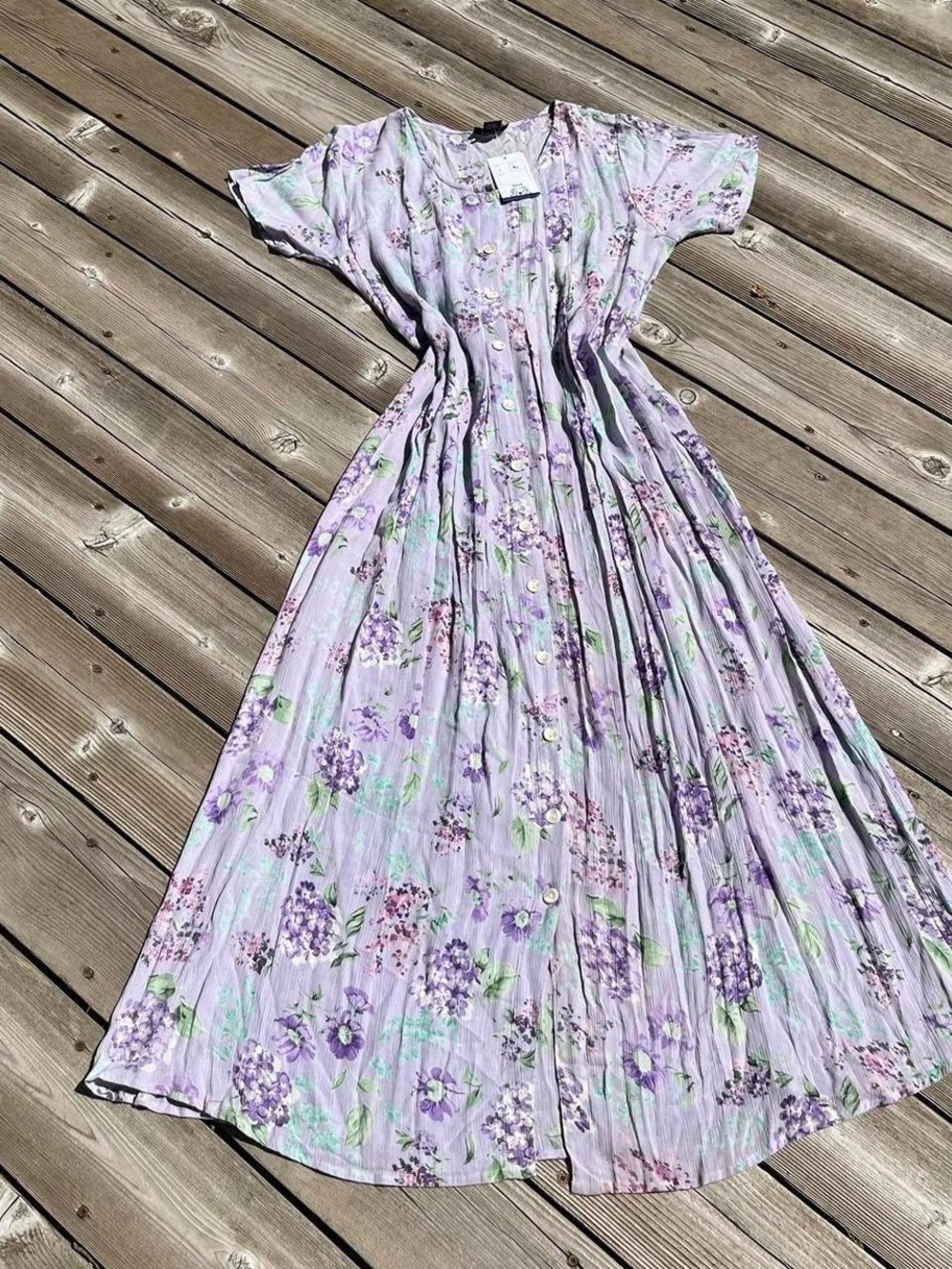 Lotus lavender floral print vintage maxi dress